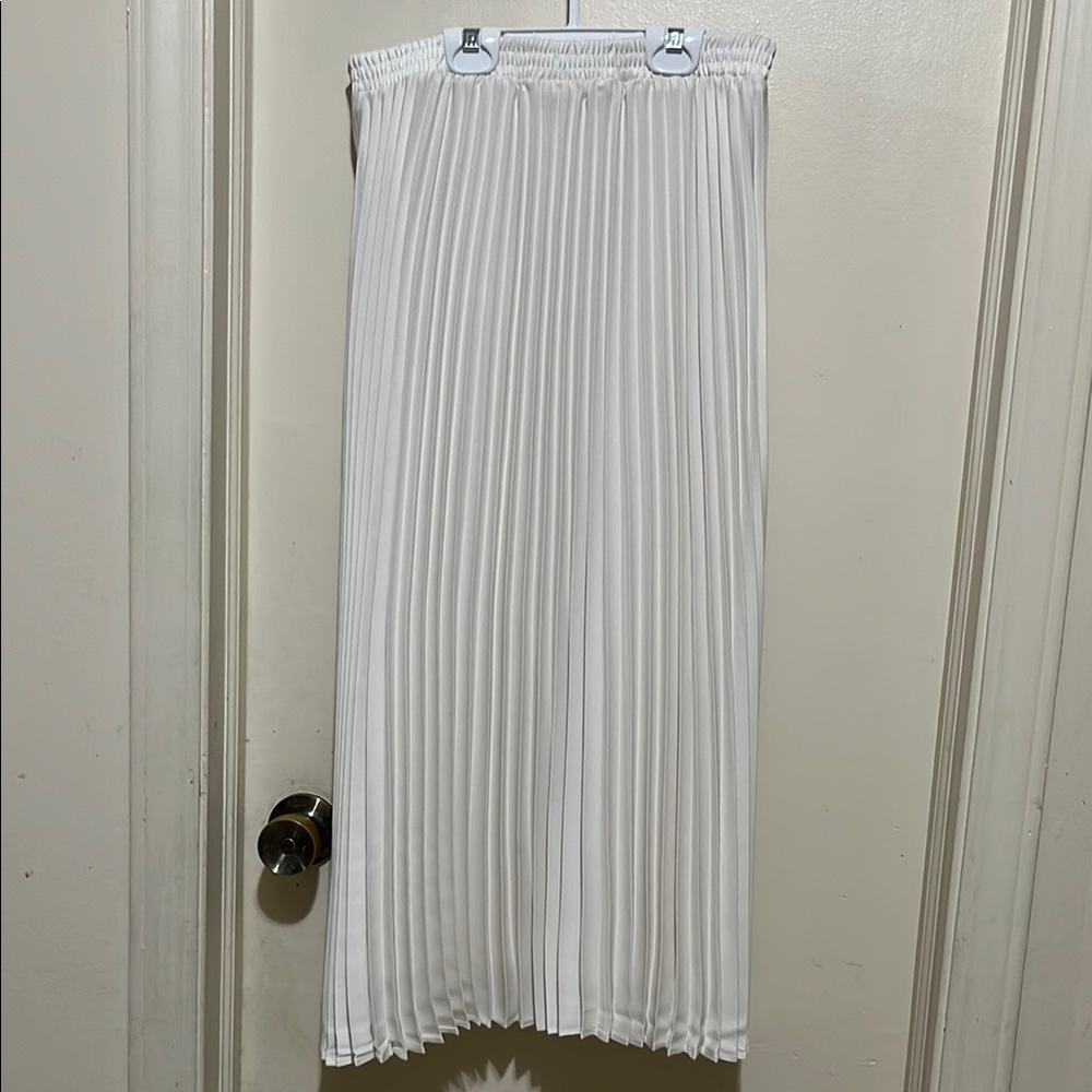 A New Day White Midi A-Line Pleated Skirt